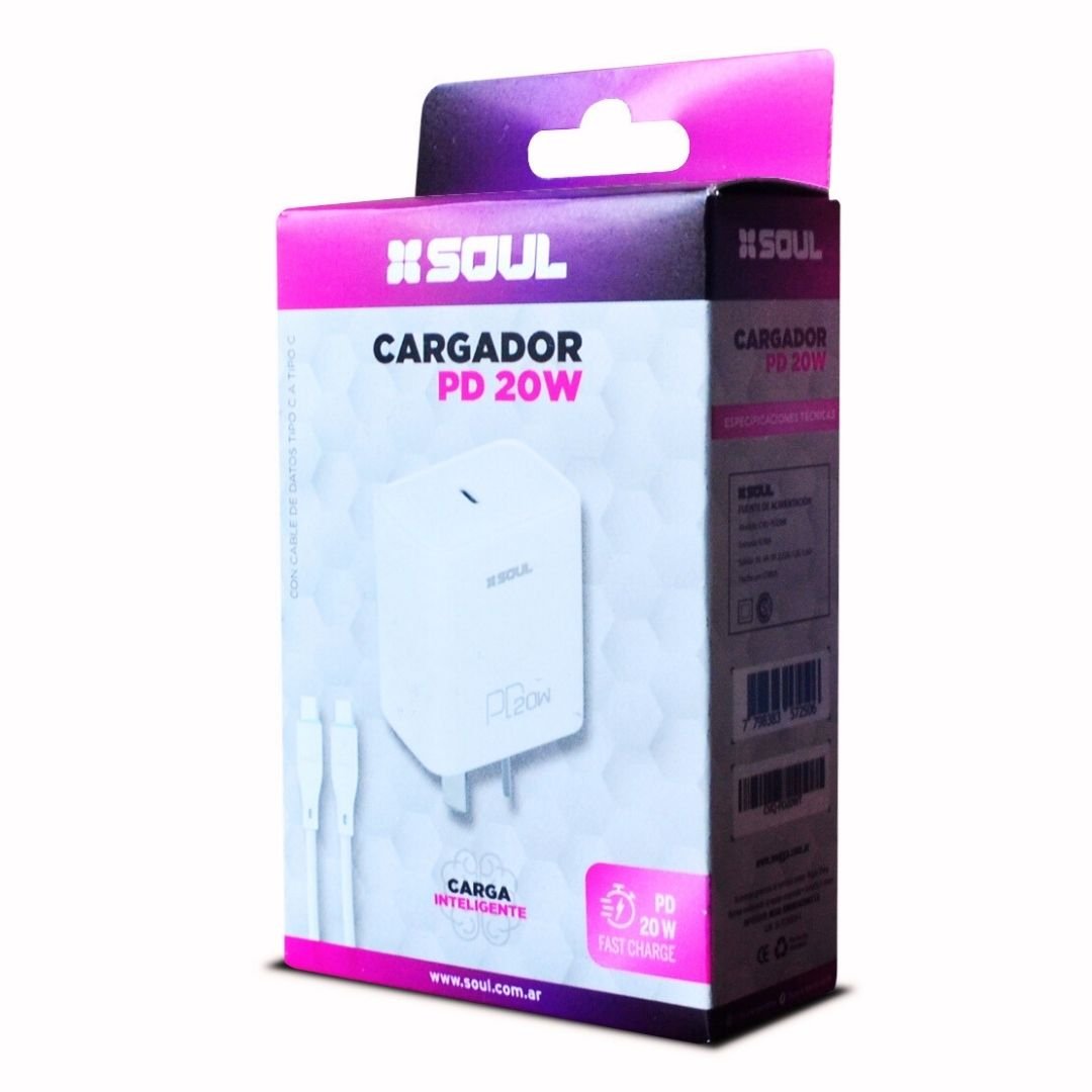 Cargador Soul PD 20W + Cable type C a lightning