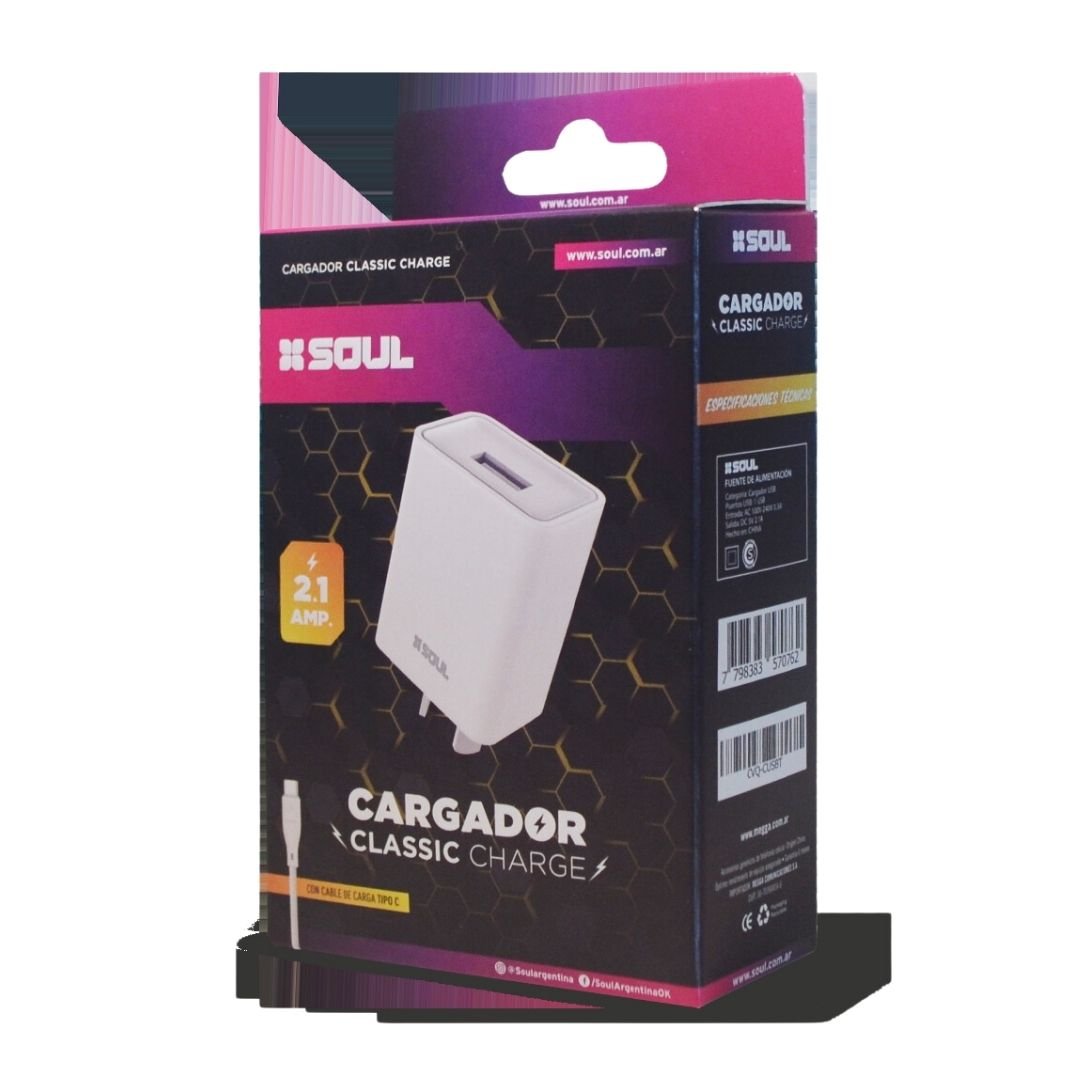 Cargador Soul Classic + Cable usb a tipo C